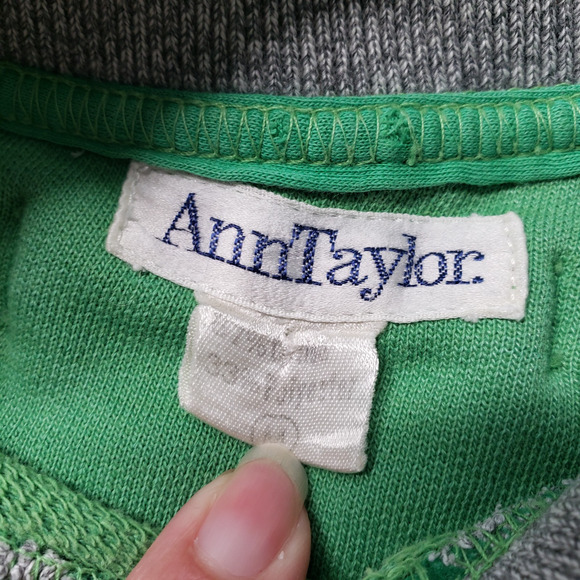 Vintage Ann Taylor Collar Sweatshirt Womens Medium Green Oversized Baggy Faded - Picture 3 of 16